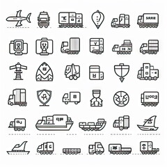 Warehouse workers characterline drawing of logistics icons set, white backgrounds set, Logistics, white background, vector illustration