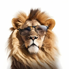 Lion Using Cool Eye Glasses. Generative AI