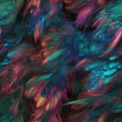 Abstract Bird Feather Fur Pattern Illustration Tile Background with Generative AI