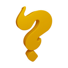 Golden question mark or icon design in 3d rendering