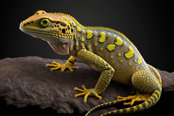 Naklejka premium A yellow spotted lizard with generative AI technology