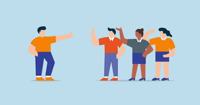 4k animation of Assertive communication for leadership. businessman leader with calmness stop gesture to manage employees