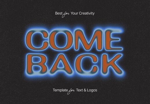 Come Back Text Effect Mockup