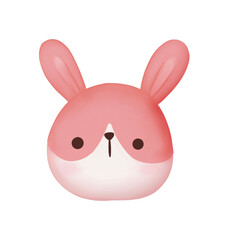  Pink bunny face isolation.
