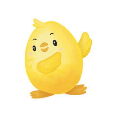 Cute Chicken Easter Cartoon isolate.