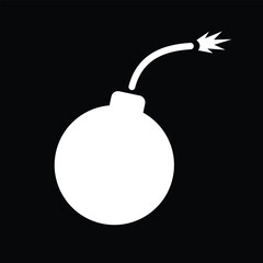 bomb simple icon, black and white, vector illustration 