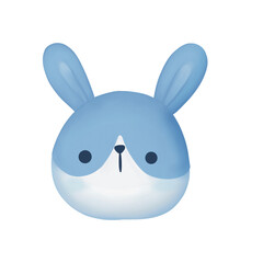 Blue bunny face isolation.