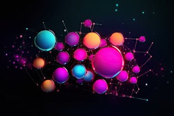 Background with spheres and circles bubbles dots abstract Colorful 3d Render generative AI
