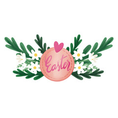 bouquet of flowers with Easter text.