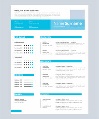 Modern resume template for business or non-profit organization, vector illustration
