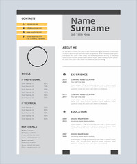 minimalist resume cv template design,vector illustration