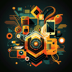  Abstract background, metaverse and technology, laser and geometric theme abstract background, light and glow, Generative Ai