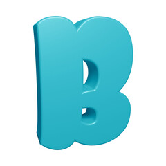 Blue alphabet letter b in 3d rendering for education concept