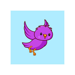 cute cartoon Purple bird vector illustration