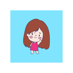 Hi, Hello, Woman Waving Hand, Welcome. Hand drawn style vector design illustrations.