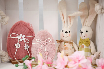 easter bunny and easter eggs - 584693763