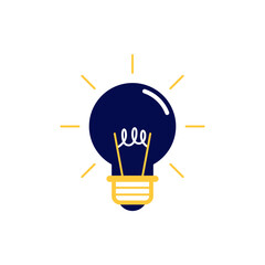 icon vector concept of regular or basic sparkling and shining light bulb has a spiral shaped wick. Can used for social media, website, web, poster, mobile apps