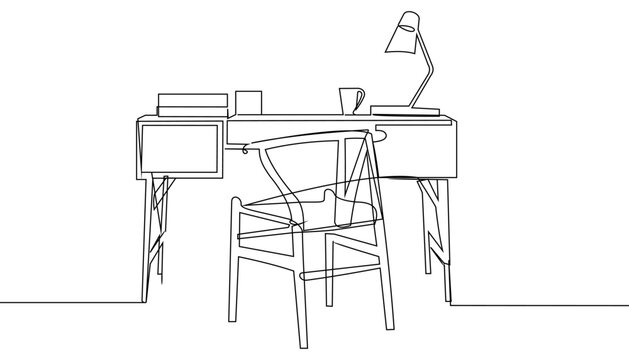 Continuous line drawing of seats in office
