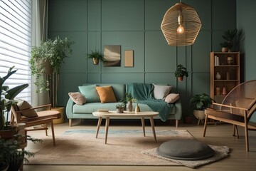 Stylish interior of modern living room. Generative AI