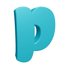 Obraz premium Blue alphabet letter p in 3d rendering for education concept