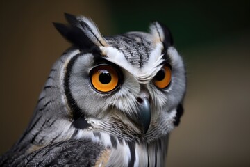White Faced Scops Owl with Curiosity. Generative AI