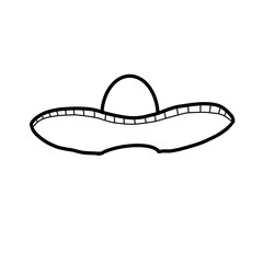illustration of a hat Mexican costume hand drawn organic line 