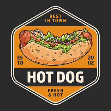 Hot dog colorful vintage sticker