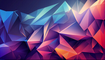 Obraz premium Geometric colorful background in low poly style. Polygonal background. Generative AI