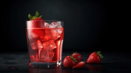 Fresh strawberry summer cocktail, generative ai