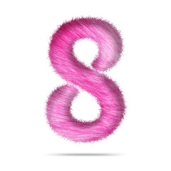 Number 8 design with realistic pink fur texture