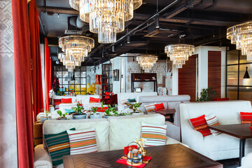 Interior of a modern cozy bulgarian restaurant