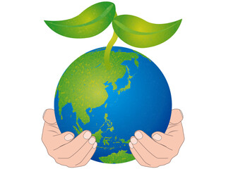 地球から芽　手で包んで持つ