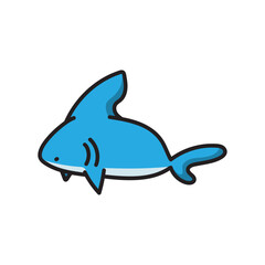 Shark illustration. Cartoon ocean fish character. Comic sharks emotions. Shark fish mascot. Sharks for baby
