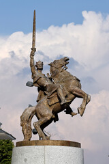 Equestrian statue of Svätopluk. Historical landmark. Bratislava, Slovakia