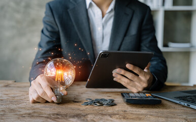 businessman thinking ideas strategy working concept at the desk in the office.