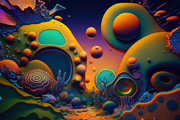 Colorful fractal background. Generative AI.