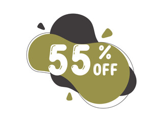 Discount and sale promotion banner. 55% promotion label. Discount tag with 55 percent. Vector illustration