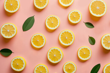 Fototapeta premium Seamless pattern with lemons. Generative AI.