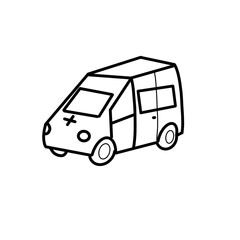 Fototapeta premium ambulance hospital car public service hand drawn organic line 
