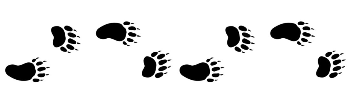 Bear Footprint. Paw Vector Foot Trail Print Of Bear. For T-shirts, Backgrounds, Patterns, Design, Greeting Cards, Child Prints. Vector Illustration.