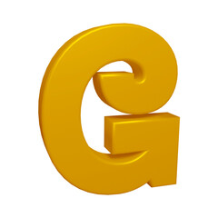 Golden alphabet letter g in 3d rendering for education concept