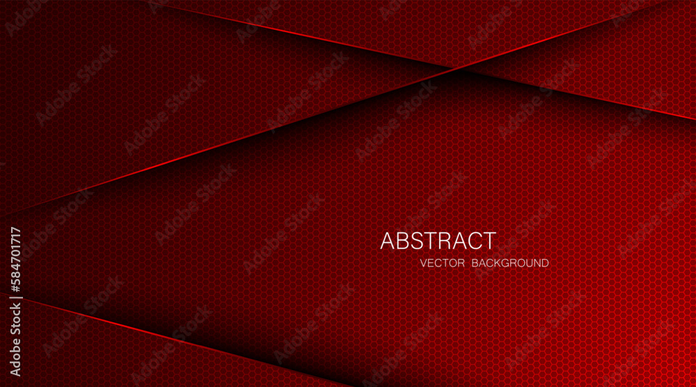 Aufkleber Abstract red steel mesh background with red glowing lines with free space for design. Modern technology innovation concept background. Perforated dark red metal sheet for background image.

