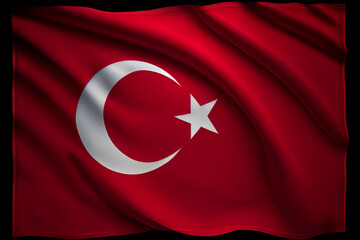 Grunge colorful background, flag of Turkey. Close-up, fluttering downwind