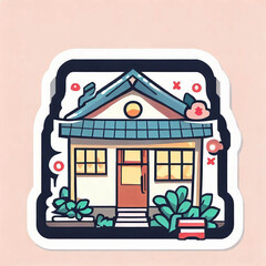 Obraz premium Sticker of a traditional house concept flat illustration