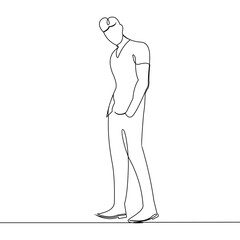 Continuous line drawing of an office worker teenager
