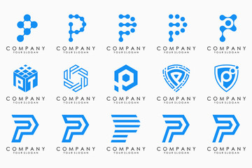 Set of letters P logo design. modern creative monogram icon design inspiration.