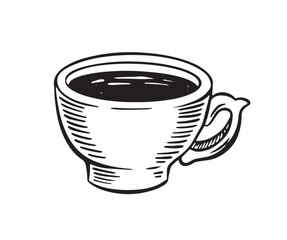 Green Tea Cup, hand drawn, drawing isolated on white