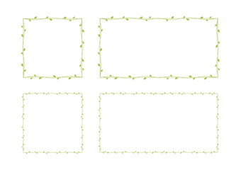 Square and rectangle green vine frames and borders set, floral botanical design element vector illustration