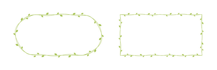 Green vine frames and borders set, floral botanical design element vector illustration