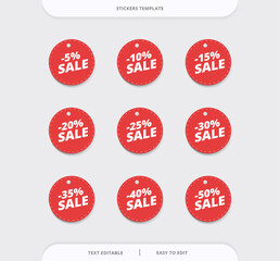 Set of sticker templates. Sales percentage, big sale. Labels for your design. Graphic elements. Vector illustration.